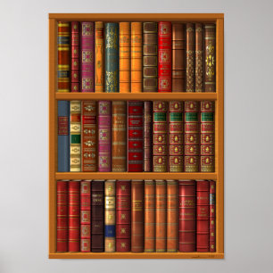 Poster Trompe l'oeil "French library".