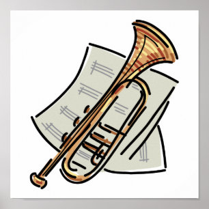 Poster trompete e partituras