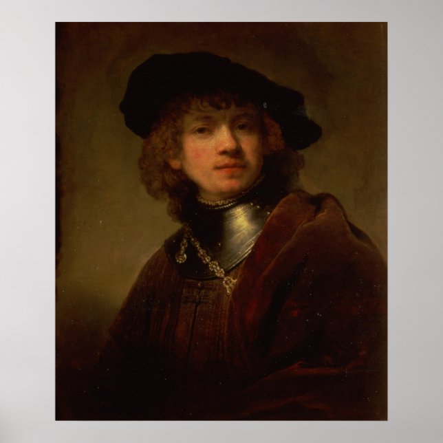 Pôster Tronie de um Jovem com Gorget e Beret (Frente)