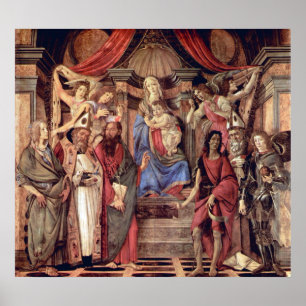 Pôster Trono de Madonna dos anjos e dos santos