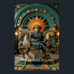 Poster Trono Dourado da Rainha Cowgirl Western Art Déco<br><div class="desc">Uma poderosa declaração de estilo soberano onde o Velho Oeste encontra a era do jazz. Esta ilustração deslumbrante apresenta uma vaqueira dignificada em um traje ocidental de veludo azul-teal profundo e altamente ornamentado com franjas douradas, sentada em um trono majestoso feito de cavalos de bronze esculpidos. Coroada com um chapéu...</div>