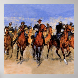 Poster Tropas coloridas no resgate de Frederic Remington