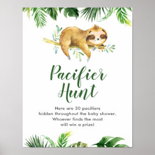 Poster Tropical Boy Sloth Chá de fraldas Pacifier Hunt