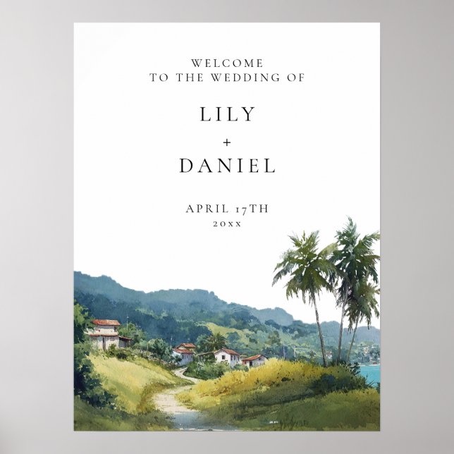 Poster Tropical Caribbean Wedding Welcome Sign (Frente)