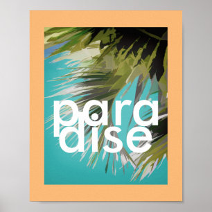 poster tropical com palma de paraíso de texto trop