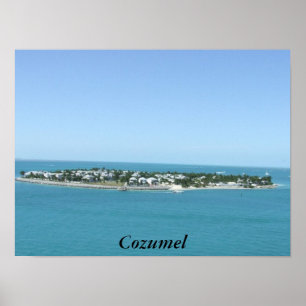 Poster tropical da água azul da ilha de Cozumel
