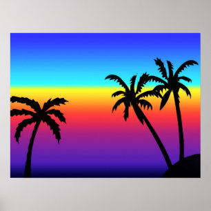 Poster tropical do por do sol