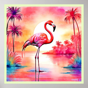 Poster Tropical Flamingo Art
