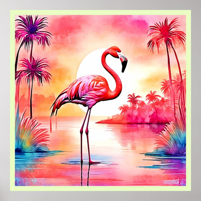 Poster Tropical Flamingo Art (Frente)