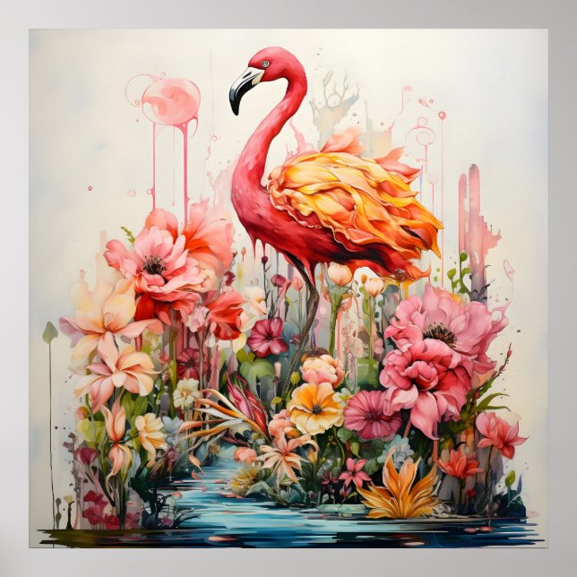 Poster Tropical Flamingo Fantasy Paradise Bloom (Frente)