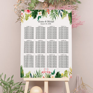 Poster Tropical Flamingo Floral - Gráfico de Assentos de 