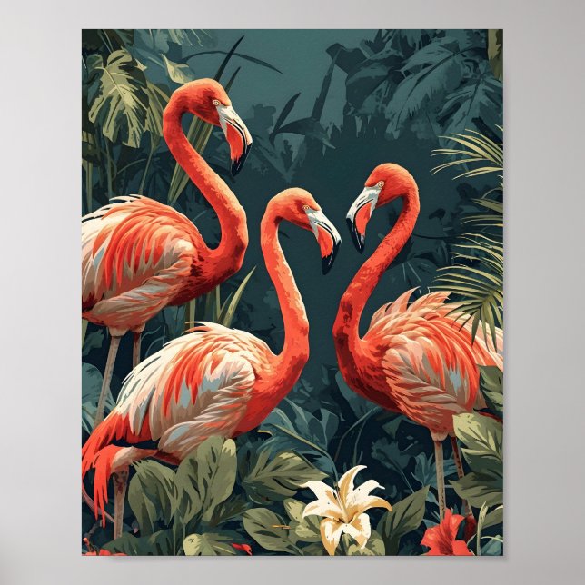 Poster Tropical Flamingo Paradise: Vintage (Frente)