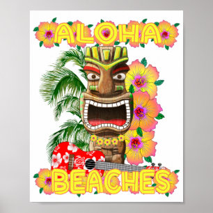 Poster Tropical Funny Aloha Beaches Hawaiian Tiki