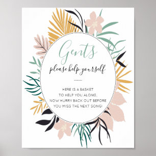 Poster Tropical Gents Bathroom Basket Wedding Sign
