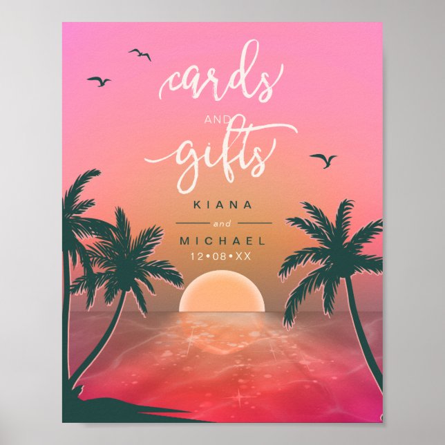 Poster Tropical Isle Sunrise Cards and Gifts Pink ID581 (Frente)