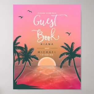 Poster Tropical Isle Sunrise Guest Book Rosa ID581