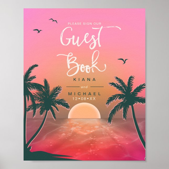 Poster Tropical Isle Sunrise Guest Book Rosa ID581 (Frente)