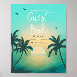 Poster Tropical Isle Sunrise Livro de Convidados ID581