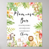 Tropical Jungle Safari Animals Mom-osa Bar Sign