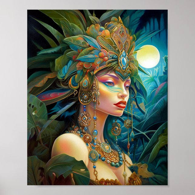 Poster Tropical Lady Fantasy Art (Frente)