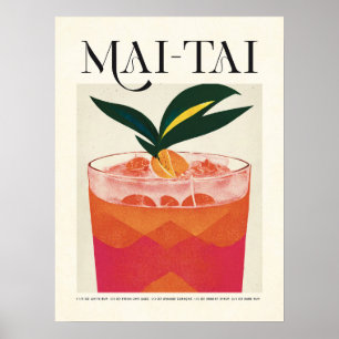 Poster Tropical Mai Tai Cocktail Retro Tiki