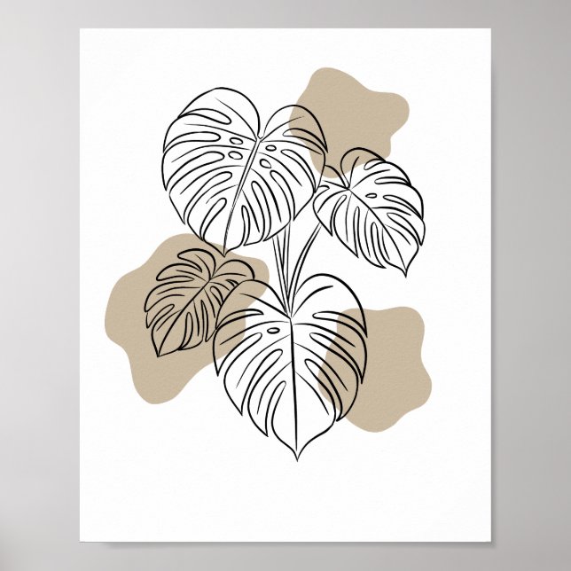 Poster Tropical Minimalist Plant Line Art  (Frente)