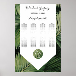 Poster Tropical Palm Leave Greenery Wedding Seating Chart