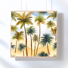 Poster Tropical Palm Trees | Beach Watercolor Painting