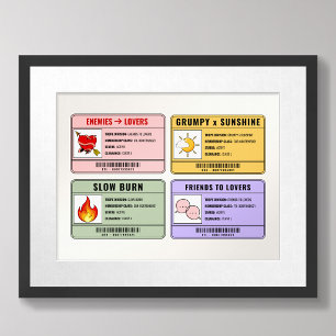 Poster Tropos de Romance Divertidos para Amantes de Livro