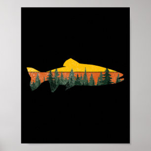 Poster Trout Fly Pescar Floresta Exterior Natureza Selvag