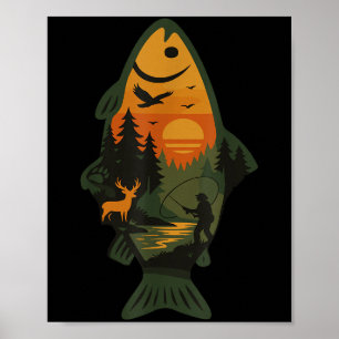 Poster Trout Fly Pescaria Floresta Exterior Natureza Selv