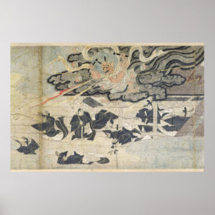 Pôster Trovão do demónio, santuário de Tenjin, períod