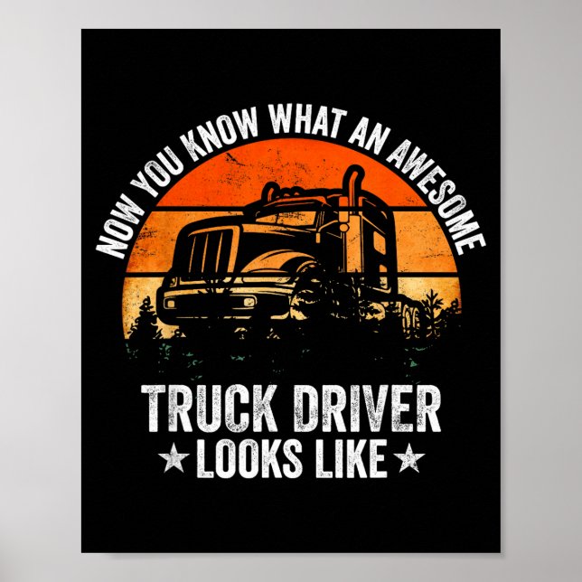 Poster Truck Driver Art For Men Women Truck Driver Trucki (Frente)