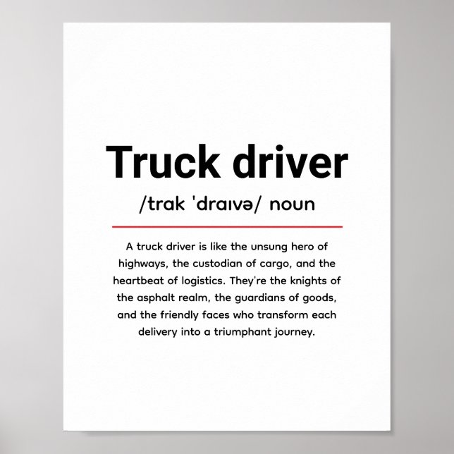 Poster Truck Driver Definition for Truck Driver Day (Frente)