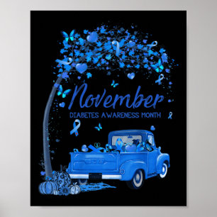 Poster Truck Pumpkin Novembro Diabetes Consciência Mês Gi