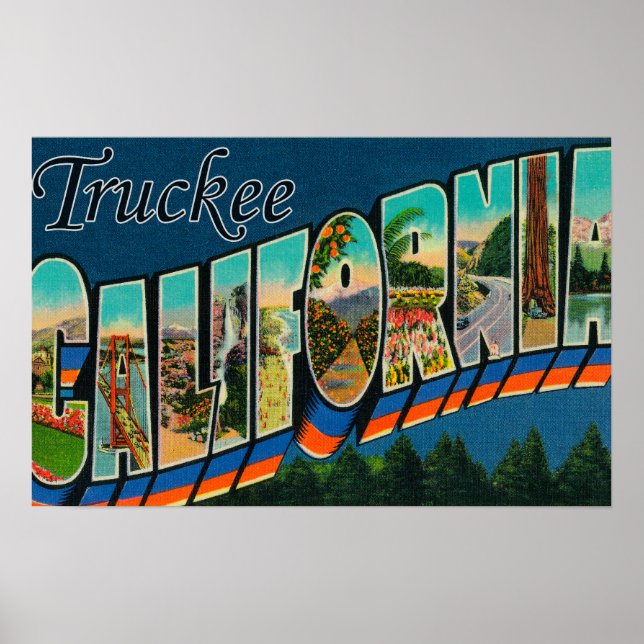 Poster Truckee, Califórnia - Cenas com Letras Grandes (Frente)