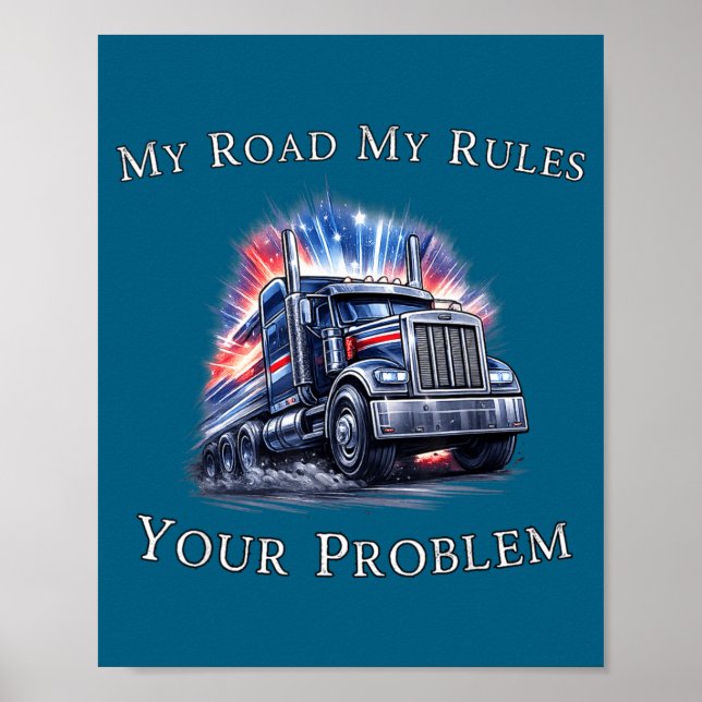 Poster Trucker American Flag Truck Driver  (Frente)
