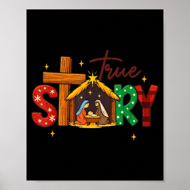 Poster True Story Christian Christmas Family Pajamas Pjs  (Frente)