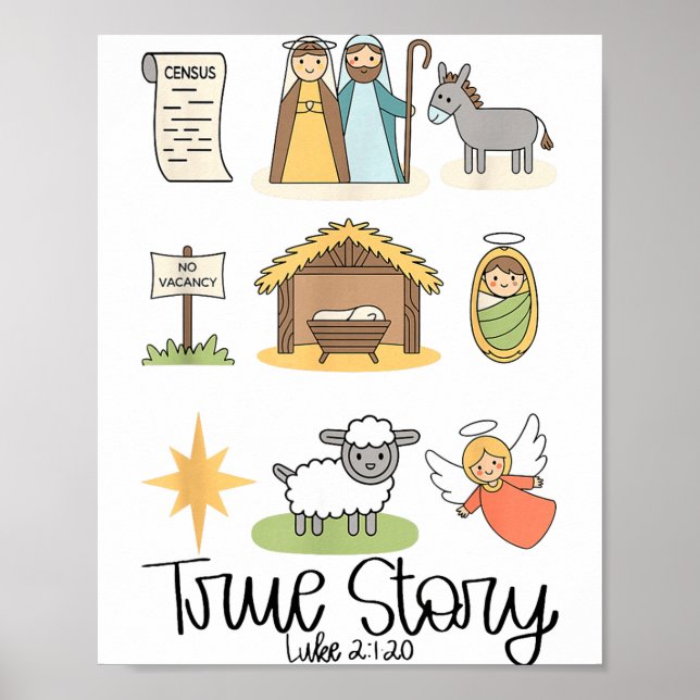 Poster True Story Jesus Nativity Christian Christmas  (Frente)