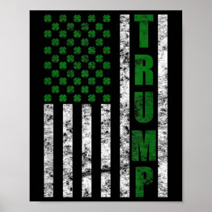 Poster Trump 2020 American Flag Vintage Rua. Dia dos Patr
