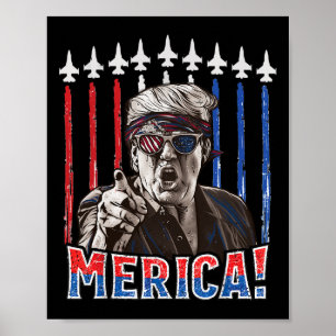 Poster Trump 2024 4 de Julho Bandeira Americana Patriótic