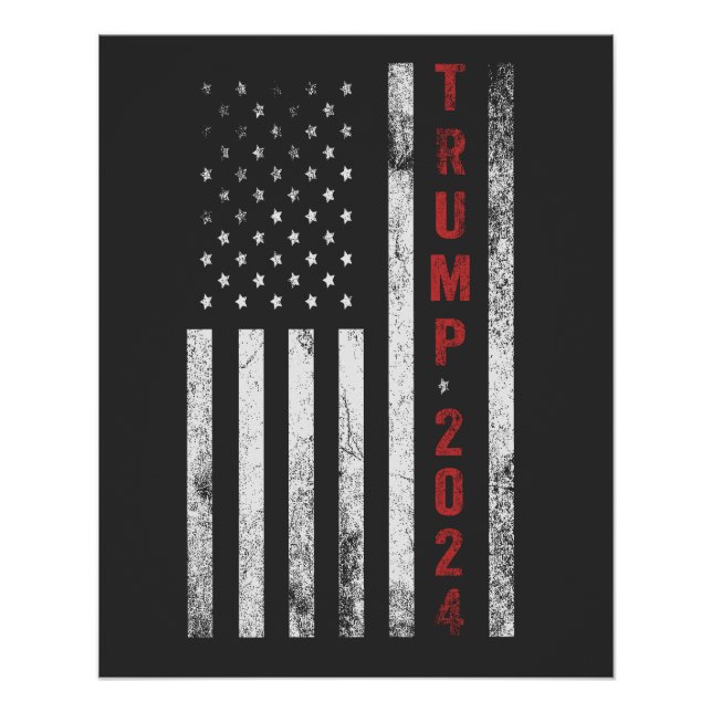 Pôster Trump 2024 American Flag Distress Vintage Gift (Frente)