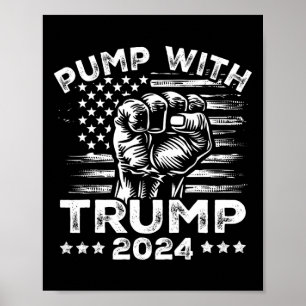 Poster Trump 2024 Bomba da Bandeira Americana Com Punho d