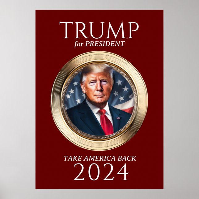 Poster Trump 2024 Campanha Republicana de Guarda Vermelho (Frente)