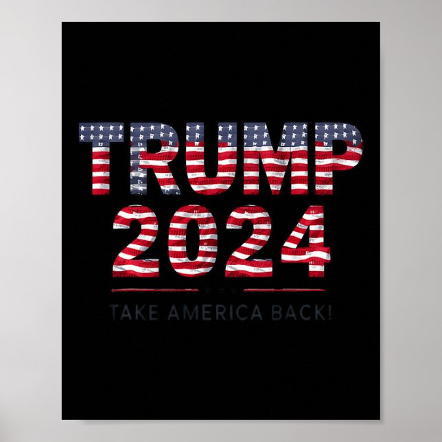 Poster Trump 2024 Devolve A América Bandeira Nos 4 De Jul (Frente)