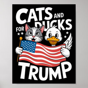 Poster Trump 2024 Kittens E Patos Apoiam Donald Trump