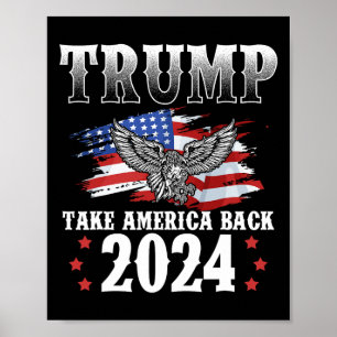 Poster Trump 2024 Leve a América Byck American Flag Trump
