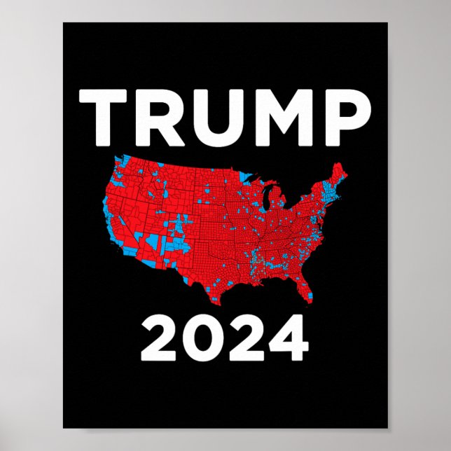 Poster Trump 2024 - Mapa exato dos resultados eleitorais (Frente)
