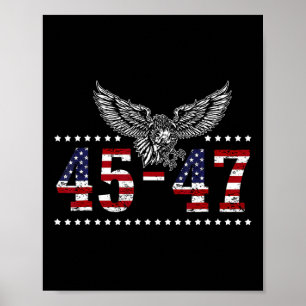 Poster Trump 2024, Presidente 45 E 47, Bandeira Americana
