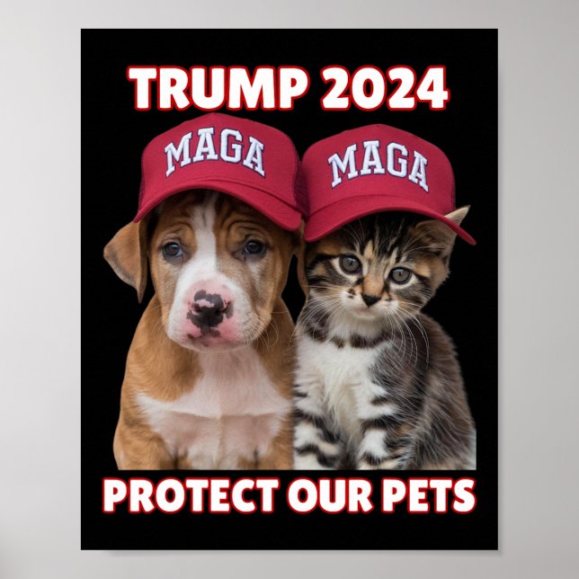 Poster Trump 2024 Proteja Nossos Animais Engraçados Comen (Frente)